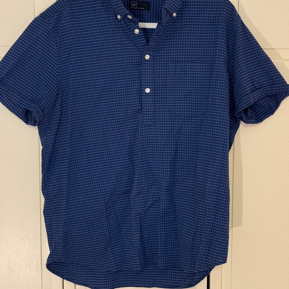 GAP Navy Plaid Casual Shirt